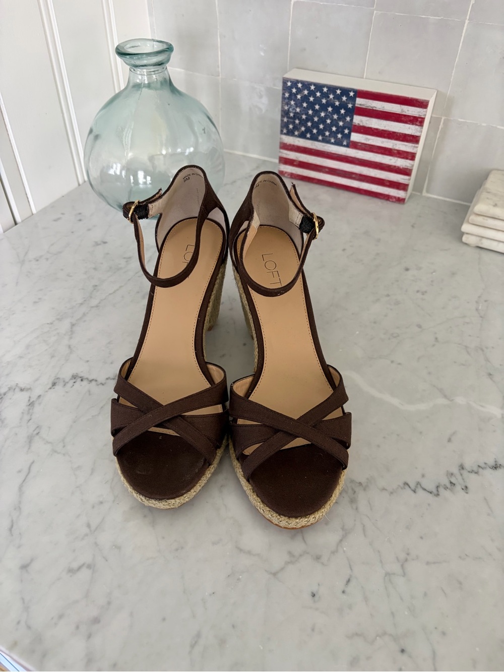 LOFT NWT Brown Wedge Sandals